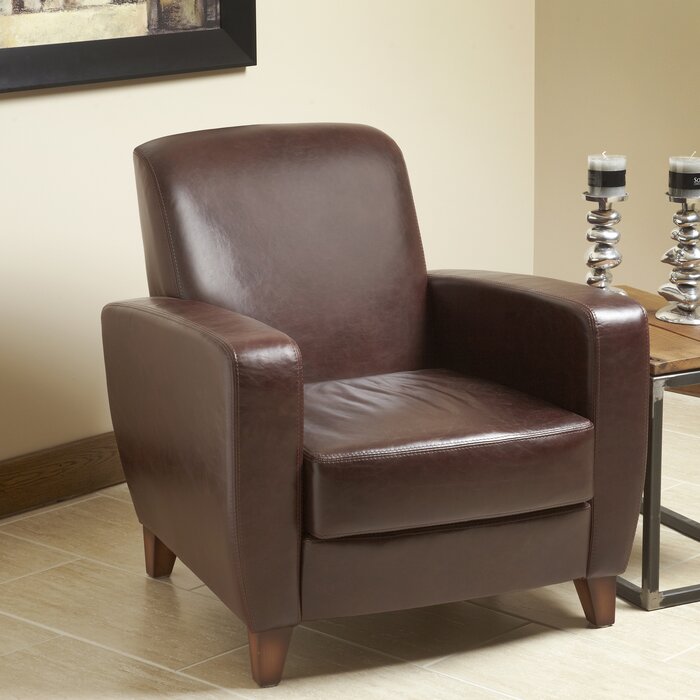 Lind Furniture 32'' Wide Genuine Leather Top Grain Leather Club Chair